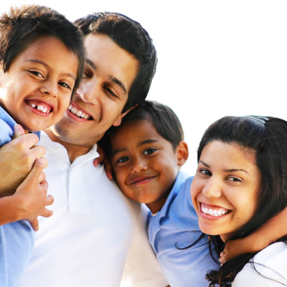 young family smiling